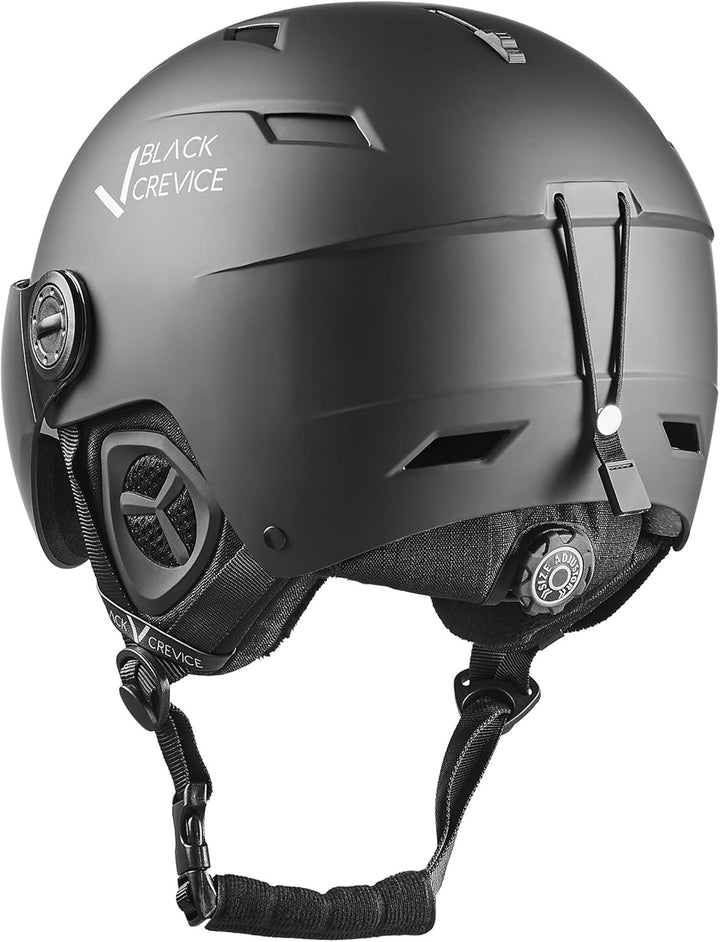 BLACK CREVICE Skihelm mit Visier Kirchberg I Atmungsaktiver Skihelm Herren & Damen mit Lüftungsöffnu
