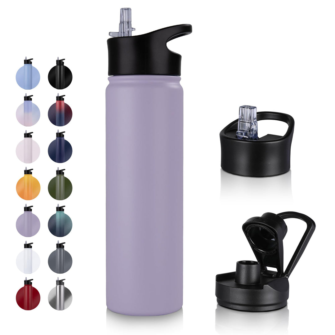 Edelstahl Trinkflasche - 750ml - mit Strohhalm,Auslaufsicher,Kohlensäure Geeignet,BPA frei Thermosfl