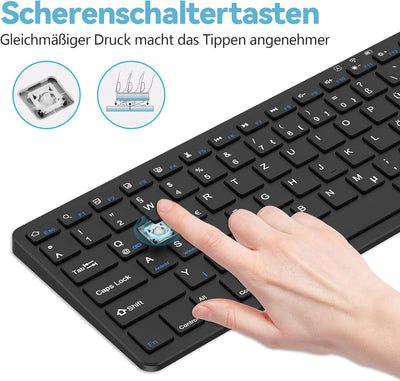 TQQ Bluetooth Tastatur, iPad Tastatur, Deutsches Layout QWERTZ, Mini Wireless Keyboard für iPad 10 G