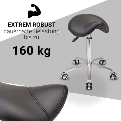 Staboos Rollhocker bis 160 kg - Sattelsitz mit Gel Polster - Praxishocker mit Rollen - Drehhocker hö