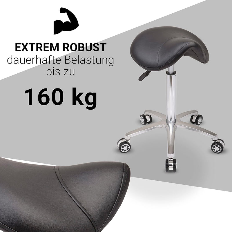 Staboos Rollhocker bis 160 kg - Sattelsitz mit Gel Polster - Praxishocker mit Rollen - Drehhocker hö