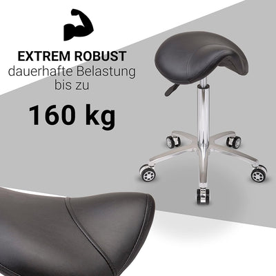 Staboos Rollhocker bis 160 kg - Sattelsitz mit Gel Polster - Praxishocker mit Rollen - Drehhocker hö