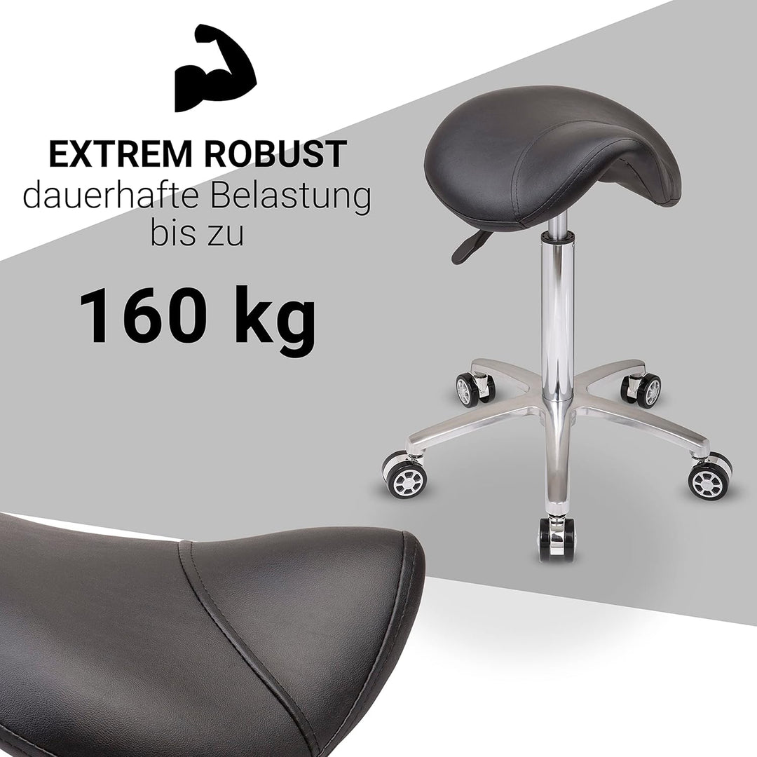 Staboos Rollhocker bis 160 kg - Sattelsitz mit Gel Polster - Praxishocker mit Rollen - Drehhocker hö