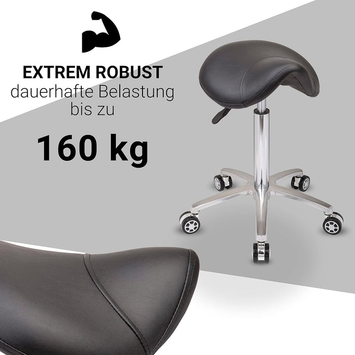 Staboos Rollhocker bis 160 kg - Sattelsitz mit Gel Polster - Praxishocker mit Rollen - Drehhocker hö