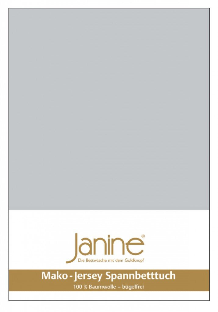 Janine Spannbetttuch 5007 Mako Jersey 140/200 bis 160/200 cm Silber Fb. 18 140/200 cm - 160/200 cm S