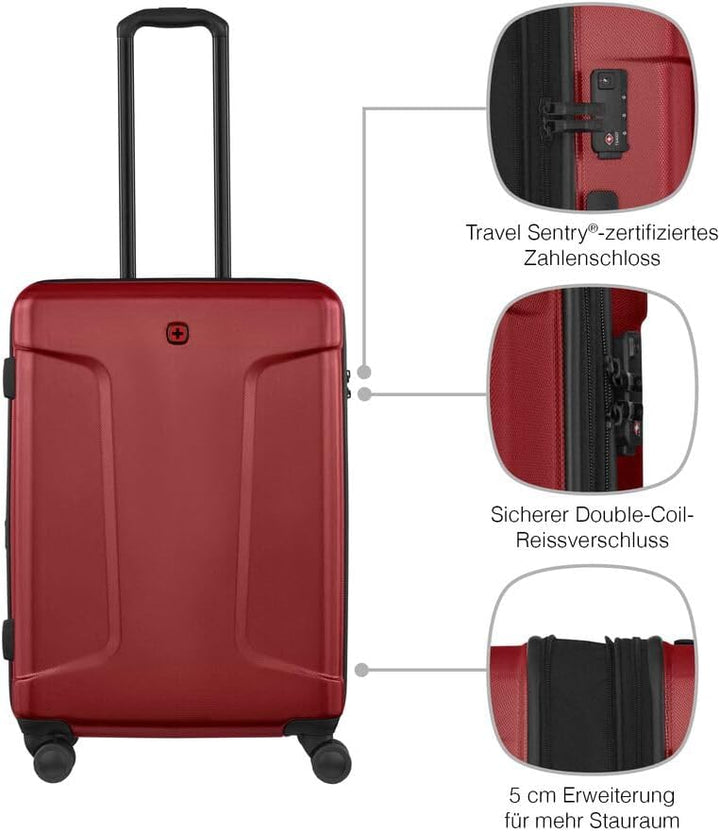 WENGER Legacy M Hartschalenkoffer mit 4 Rollen, Trolley, M, 66 (79) l, Sicherheitsschloss, Damen Her