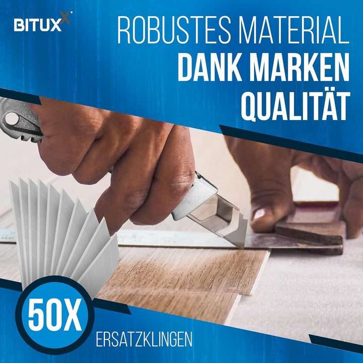 10 Alu Druckguss Cuttermesser Teppichmesser Kartonmesser Aluminium inklusive 50 Stahl Ersatzklingen