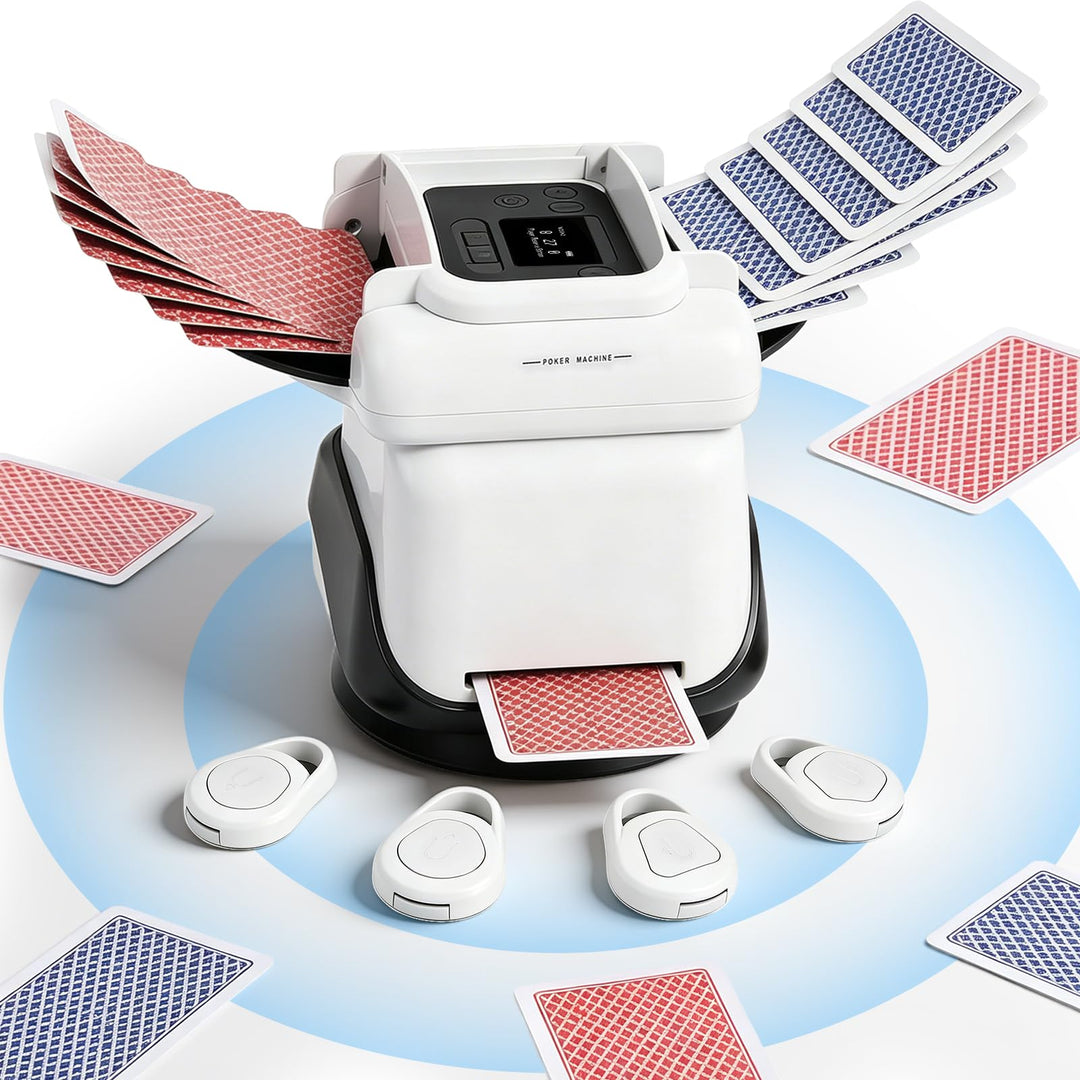 Kartenmischmaschine mit Austeilen, 360° Drehung für 1–4 Decks, Automatischer Kartenmischer und Auste