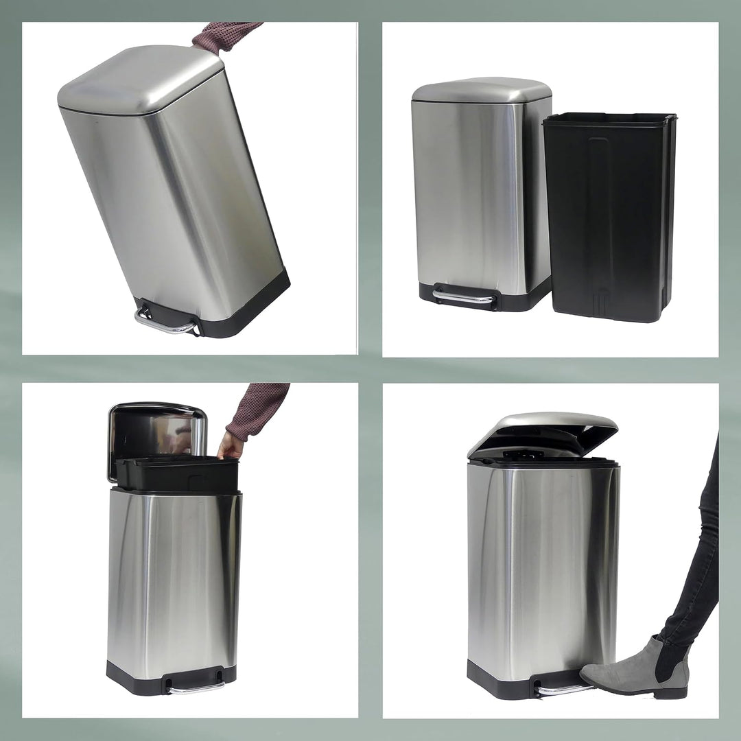 kela Tretmülleimer 6l, Kosmetikeimer mit Silent-Close-Deckel, Absenkautomatik DAVINO, Edelstahl Badm