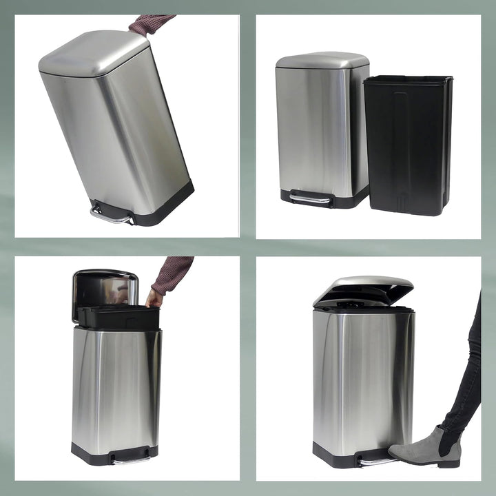 kela Tretmülleimer 6l, Kosmetikeimer mit Silent-Close-Deckel, Absenkautomatik DAVINO, Edelstahl Badm