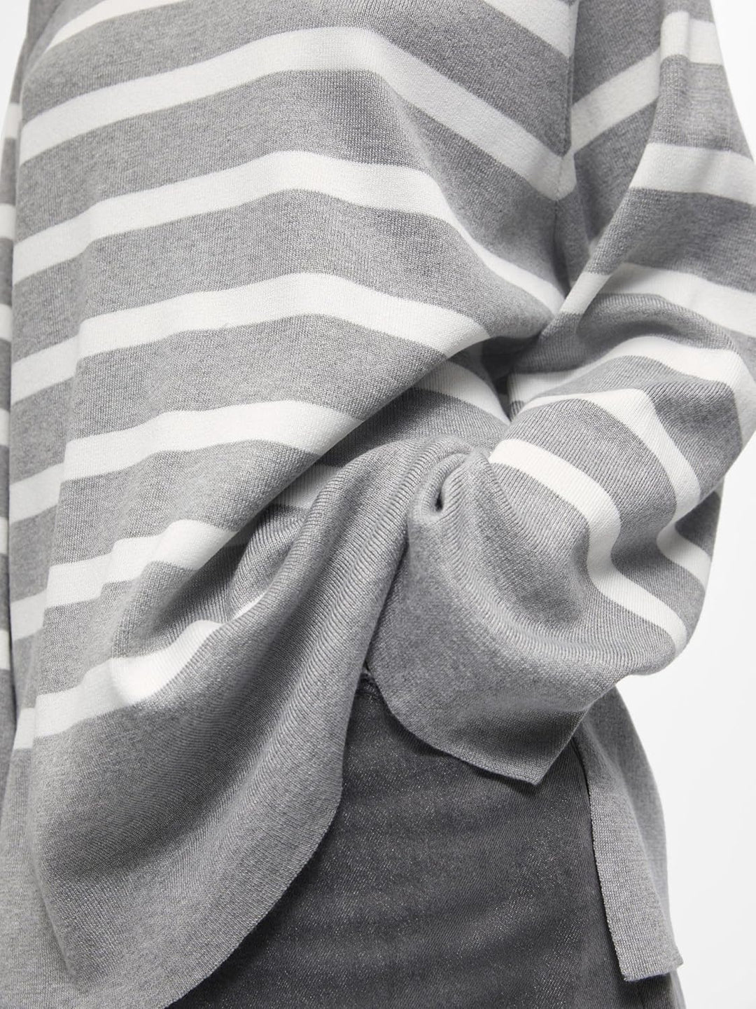Object Damen Objester Ls Knit Top Noos Pullover XS Light Grey Melange/Stripes:cloud Dancer, XS Light