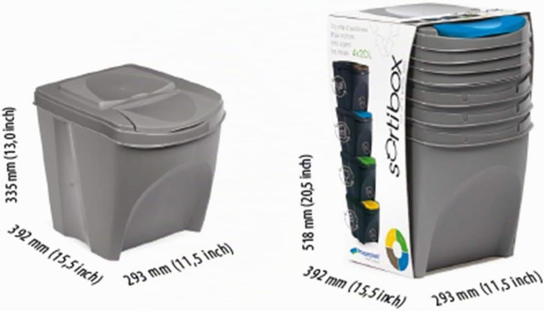 Sortibox 4er Set Mülleimer Abfalleimer Küche (80 Liter 4x25L) Papierkorb Behälter Abfallsammler Müll