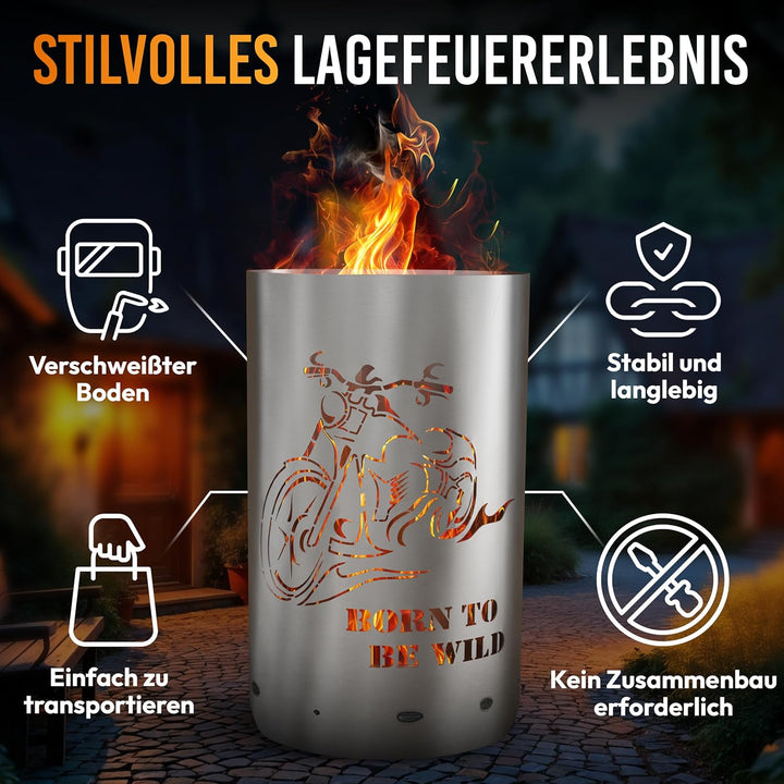 Feuertonne/Feuerkorb mit Motiv Born to be wild