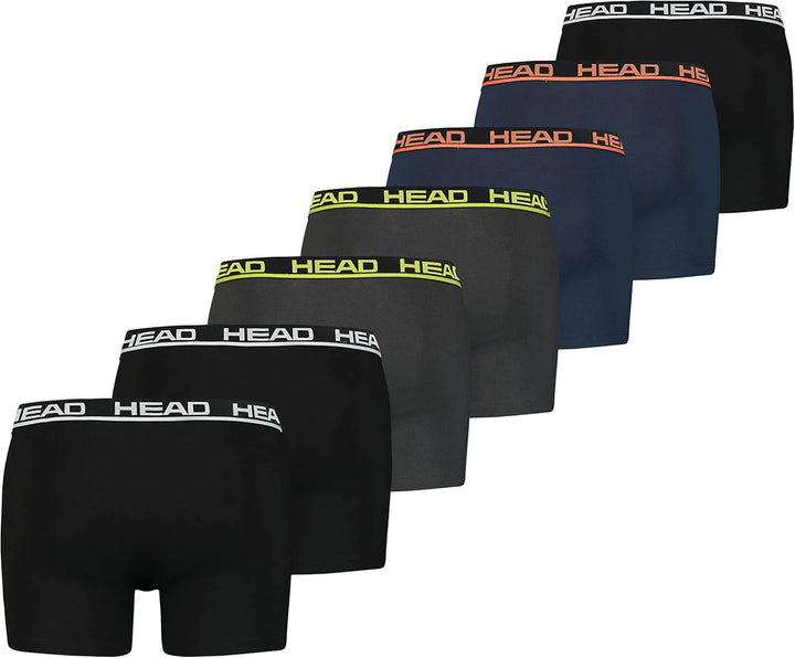HEAD Herren Boxershorts Unterhosen Unterwäsche 7er Pack Vorteilspack S Grau/Blau (003), S Grau/Blau