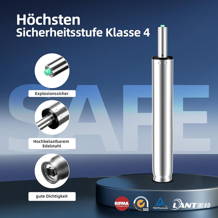 Extra Lang Gasdruckfeder Gesamtlänge 355mm - 555mm, Hoch Gasfeder für Barhocker Hocker Drehstuhl, Hö