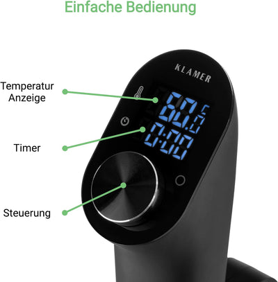 KLAMER Sous Vide Stick, 1200 Watt IPX7 wasserdichter Sous Vide Garer mit 3D Zirkulation und 20-95℃ T