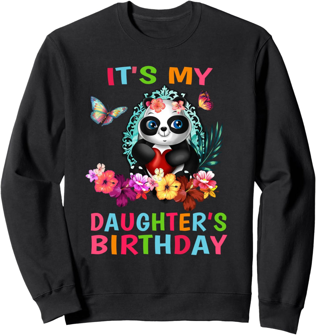 Mom of the Birthday Panda Girl Shirt Matching Dad Birthday Sweatshirt