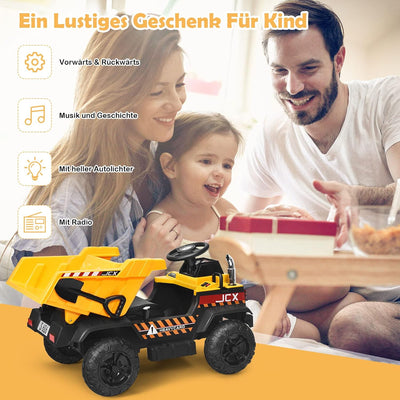 GOPLUS Kinderauto Kinderkipper, Drehbare Heckschaufel, Muldenkipper mit 2,4G Fernbedienung, Bluetoot