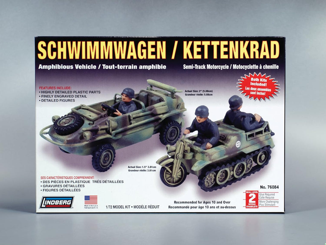 Lindberg 76084 - Schwimmwagen & 1/2 TrackMotorcycle