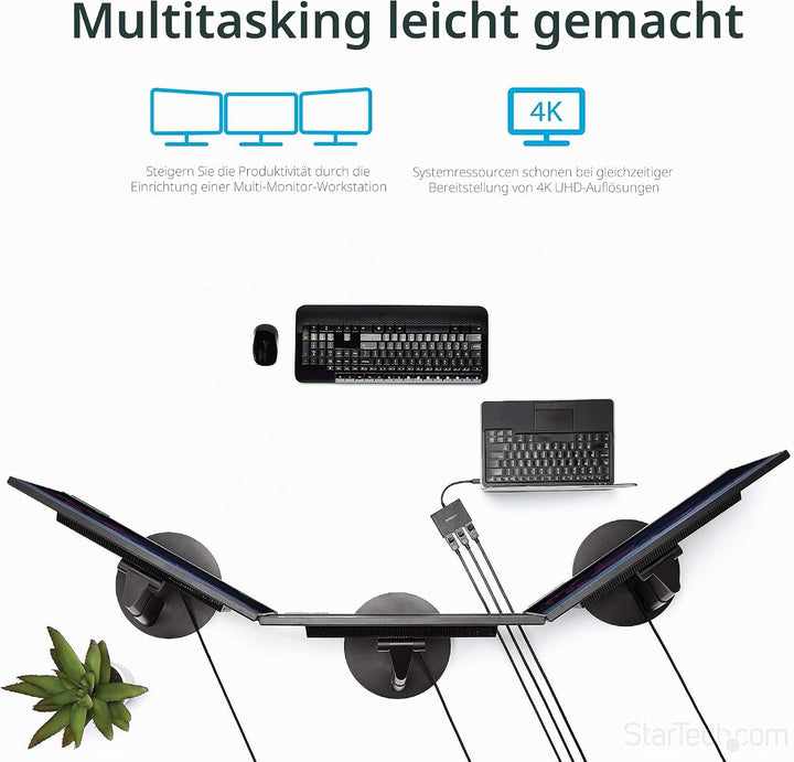 StarTech.com Mini DisplayPort 1.2 auf DisplayPort MST Hub - Triple Head mDP/ DP Multi Stream Transpo