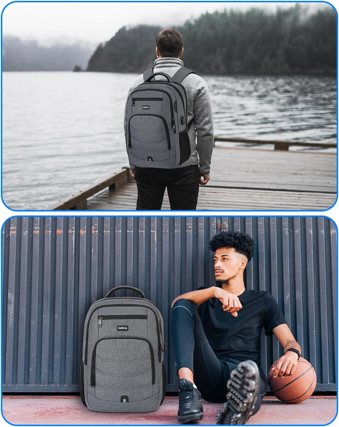 kadilong Rucksack Laptop Herren mit 17,3 Zoll Laptopfach Schulrucksack Jungen Teenager Wasserdicht m