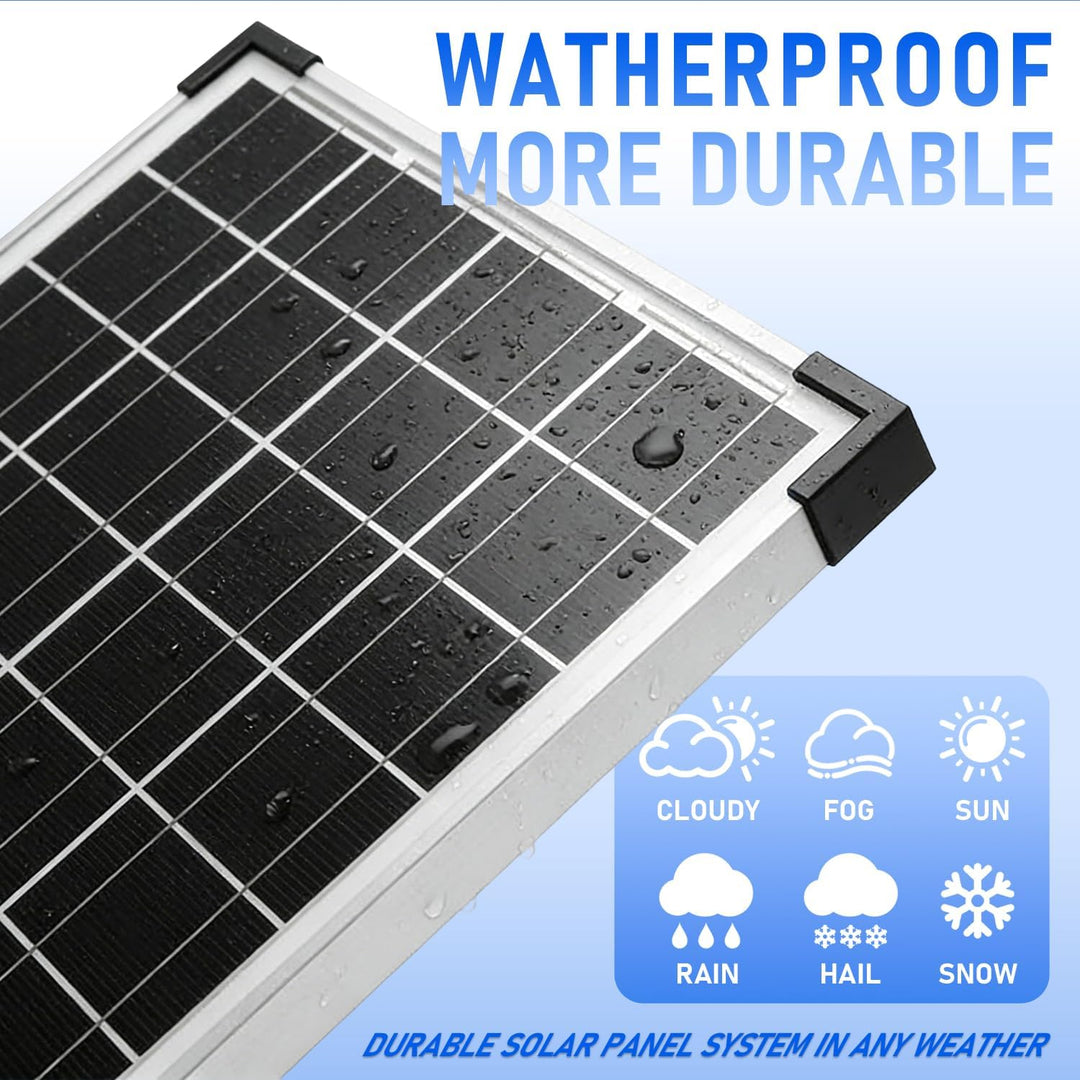 30W Mono Solarpanel Kit 12V Monokristallines Solarmodule System-set Solaranlage Komplettset 12 Volt