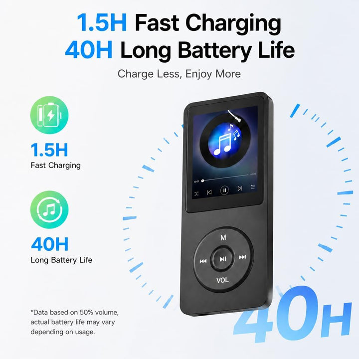 32GB MP3 Player Bluetooth 5.3 mit 1.8" TFT Farbbildschirm HiFi Musik Kinder MP3-Player mit Lautsprec