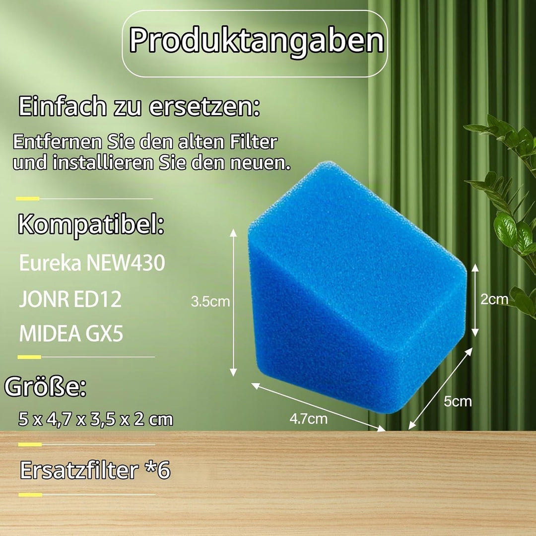 9 Stück WisRollenbürste und Filter Zubehörset für JONR ED12/Eureka NEW430/GX5 Nass Trockensauger mit