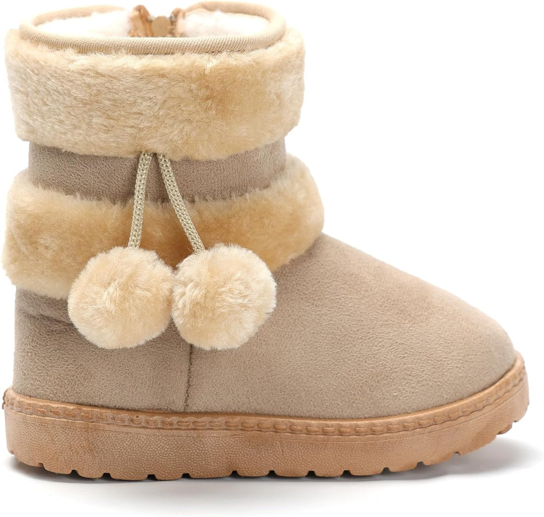 Yeeteepot Mädchen Warm Gefütterte Schneestiefel Baby Kinder Plüsch Winterstiefel Flach rutschfeste S