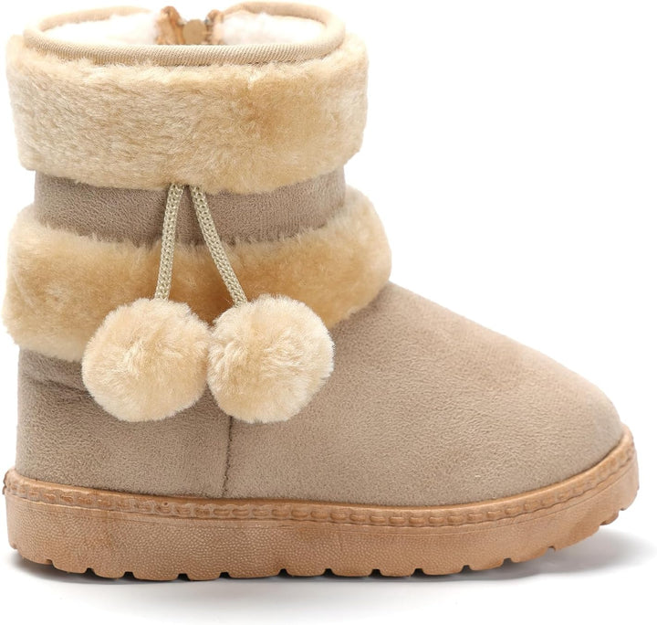Yeeteepot Mädchen Warm Gefütterte Schneestiefel Baby Kinder Plüsch Winterstiefel Flach rutschfeste S