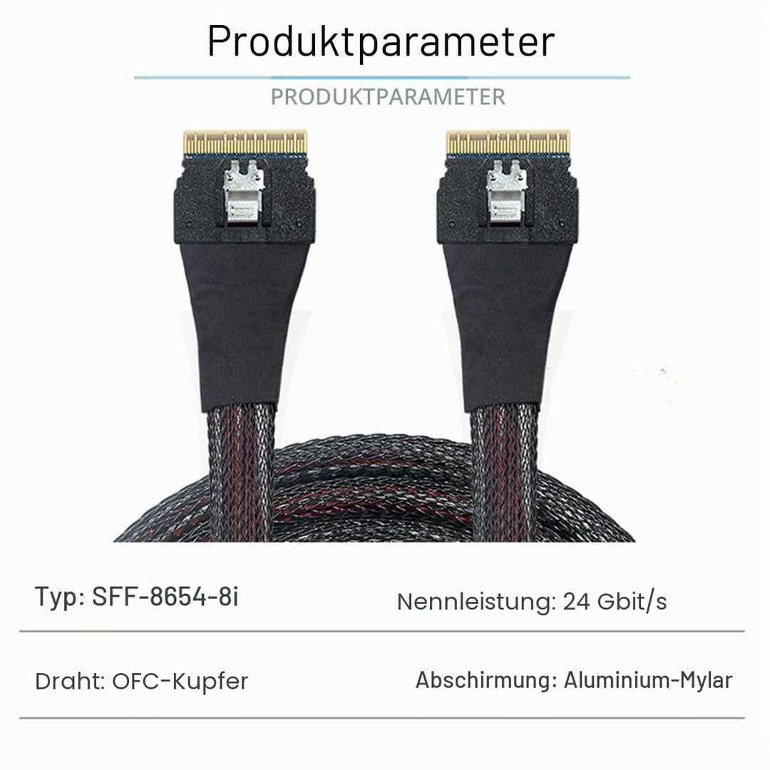 Cablecc PCI-E Slimline SAS 4.0 SFF-8654 8i 74pin Host auf SFF-8654 74Pin Slim SAS Target Kabel 50cm