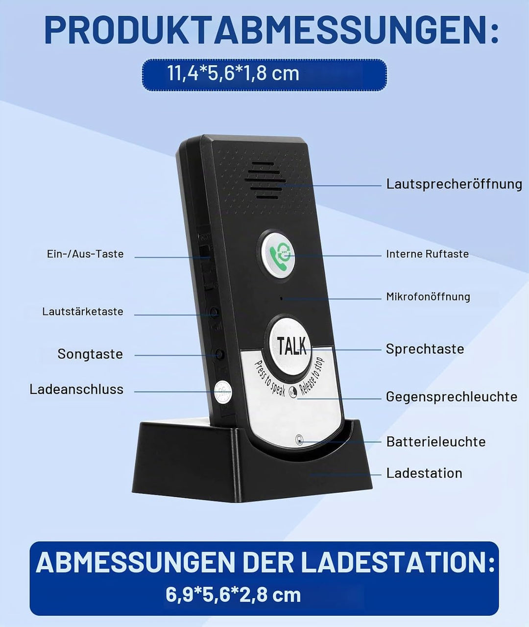 Drahtlose 2-Wege-Sprach-Gegensprechanlage, wasserdichte Gegensprechanlage, grosse Reichweite, Sprech