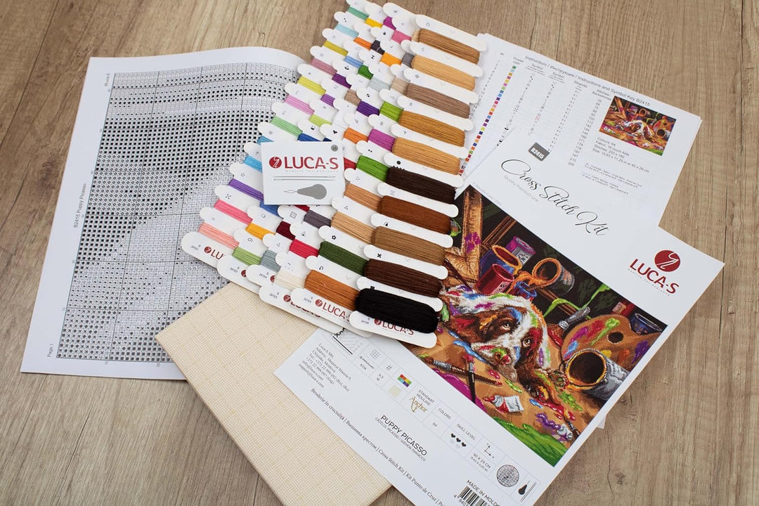 Lucas Kreuzstich-Set, Motiv: Welpe Picasso, B2415