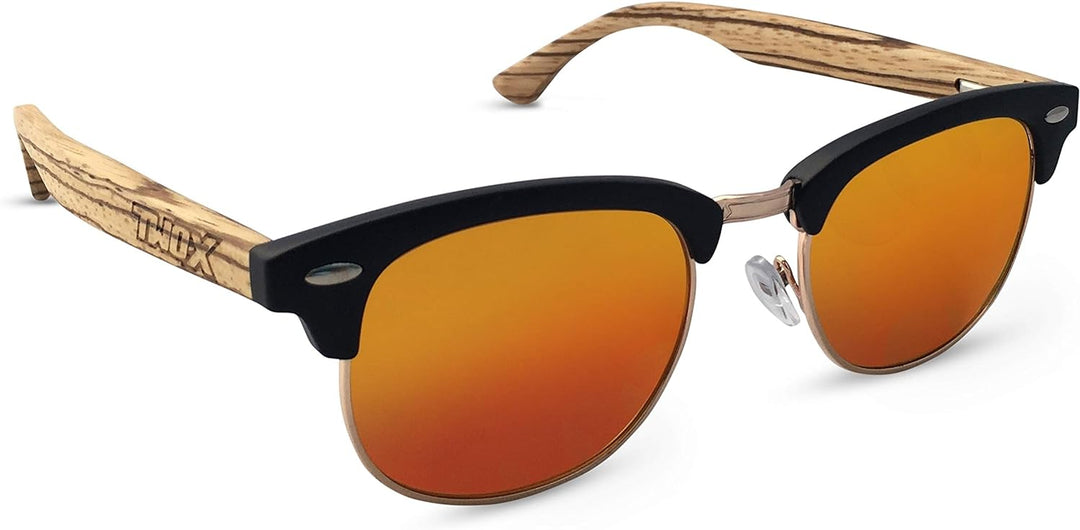 TWO-X Sonnenbrille WF orange verspiegelt 50er 70er Vintage Holzbügel