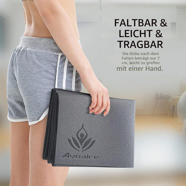 Avoalre Yogamatte rutschfest,173 X 61CM Tragbare Trainingsmatte 5MM,reise Yogamatte faltbar Gymnasti