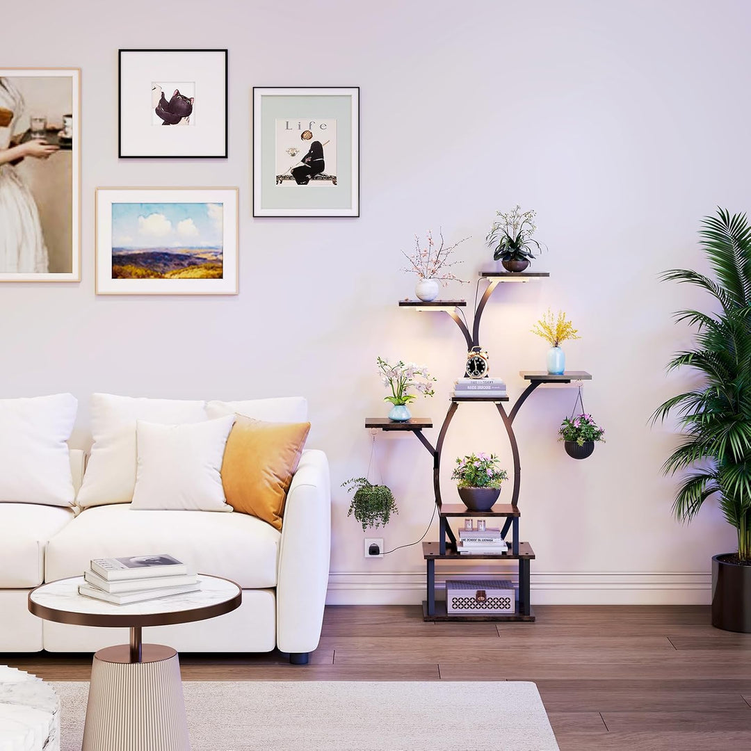 Blumenständer mit Licht Pflanzenregal mit Wachstumslicht 8 Ebenen Präsentationsständern aus Metall u