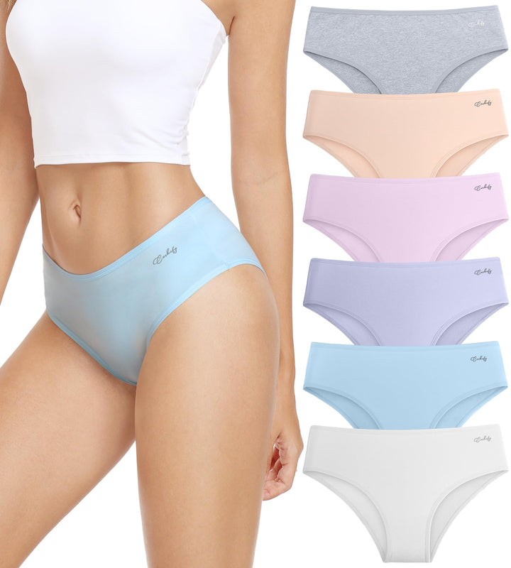anqier Unterhosen Damen, 6er Pack Baumwolle Pantys Atmungsaktiv Slips Bequeme Damen Hipster Frauen U