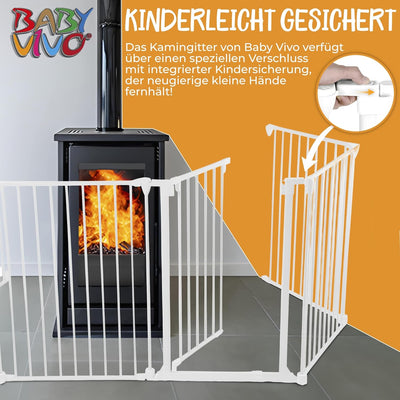Baby Vivo Kaminschutzgitter 380 cm XXL Kinderlaufgitter Laufstall mit Tür Absperrgitter Ofengitter T