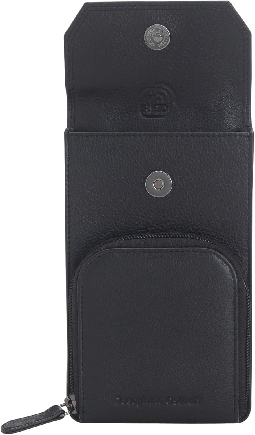 Josephine Osthoff Handy Umhängetasche mit Vortasche für Kopfhörer, handgemacht aus 100% Echtleder, C
