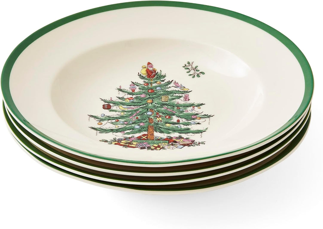 Portmeirion Home & Gifts Spode Suppenteller, Keramik, mehrfarbig, 4 Stück, 23 x 23 x 4 cm Weihnachts