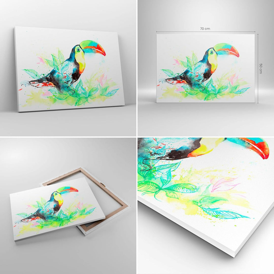 Bilder auf Leinwand Vogel Toucan Neugier wild Leinwandbild 70x50cm Wandbilder Dekoration Wohnzimmer