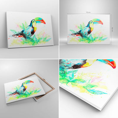 Bilder auf Leinwand Vogel Toucan Neugier wild Leinwandbild 70x50cm Wandbilder Dekoration Wohnzimmer