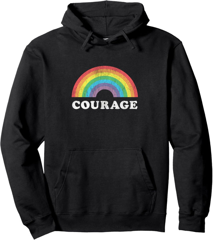 Regenbogen Homosexuell Stolz Mut Retro Pullover Hoodie