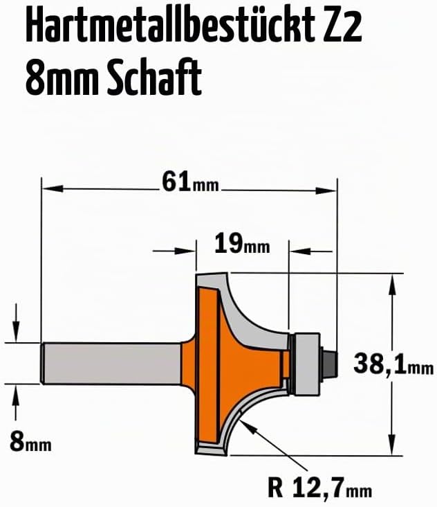 CMT Orange Tools 938.380.11 – Erdbeere R. Concavo mit rodam. HM S 8 D 38.1 R 12.7