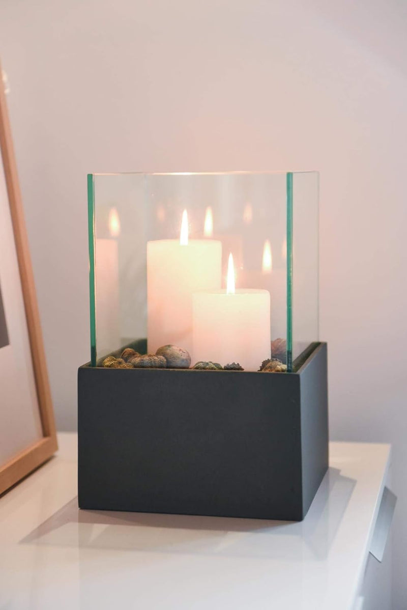 VIVANNO Deko-Windlicht Kerzenhalter viereckig CANDELITA - Anthrazit 20x20x29 20x20x29 Anthrazit, 20x