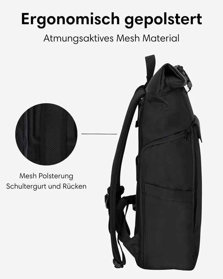 LARKSON Rucksack Damen &amp; Herren Schwarz – No 4 Large, Schwarz