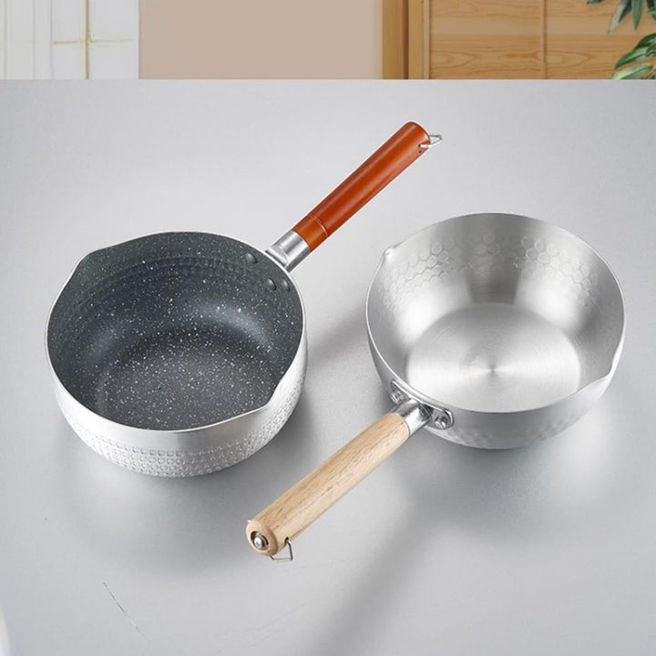 Yukihira Stielkasserolle, Yukihira-Topf, Edelstahl-Kochtopf, japanischer Milchtopf mit Holzgriff