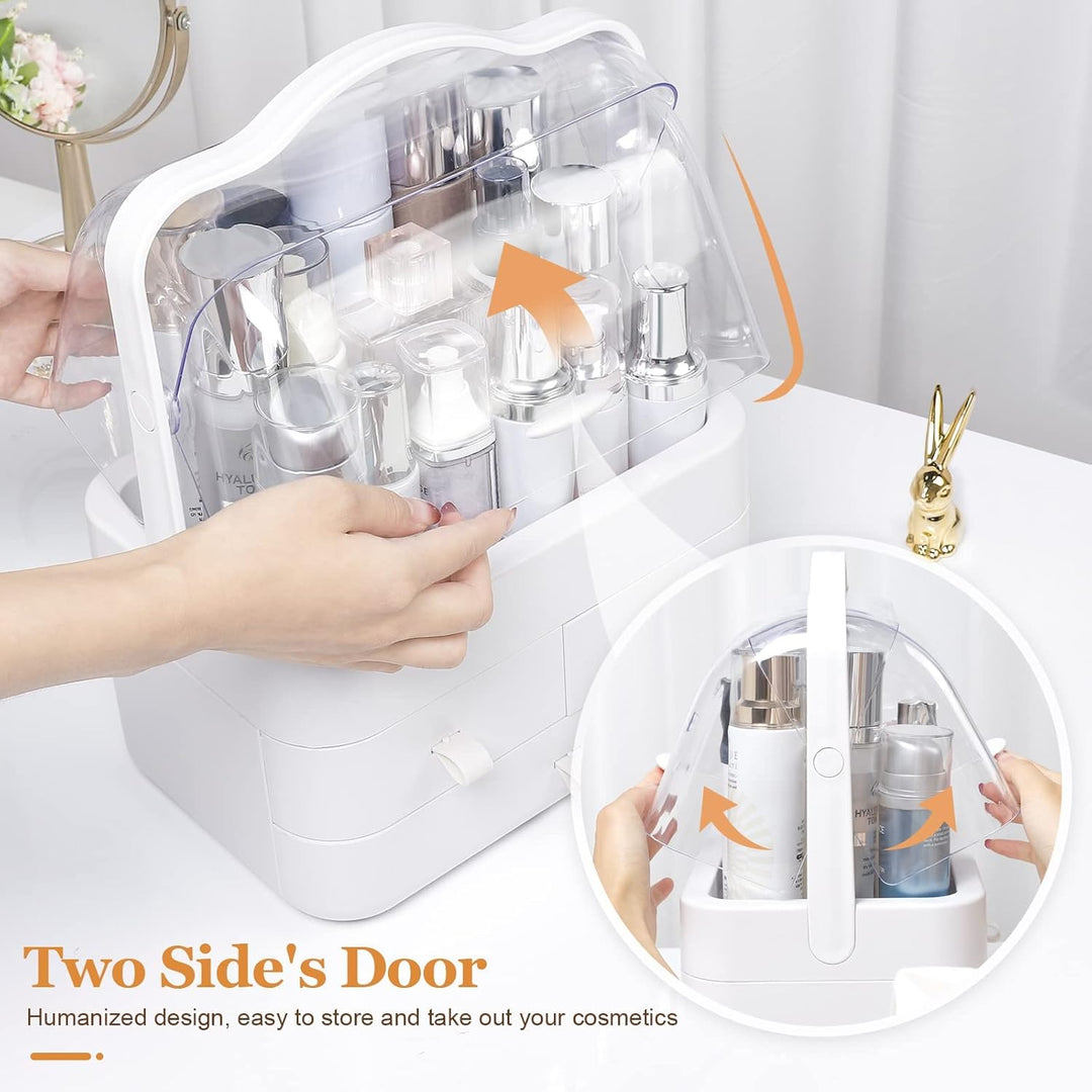 RMAN Make Up Kosmetik Organizer, Beauty Organizer Aufbewahrung Kosmetikbox Staubdicht mit Deckel Tra