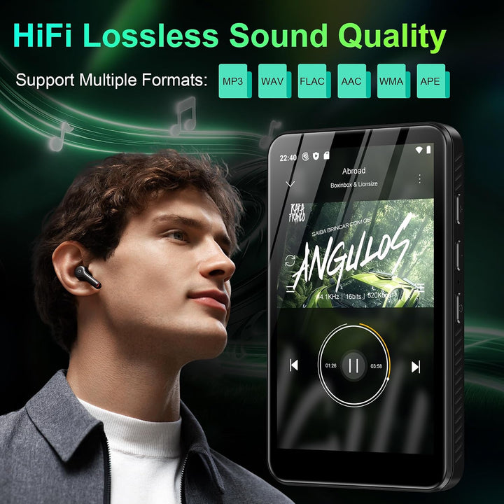 SWOFY D08 MP3 Player mit Bluetooth und WLAN, Android 13, 32GB, 4 Zoll Touchscreen, unterstützt Spoti