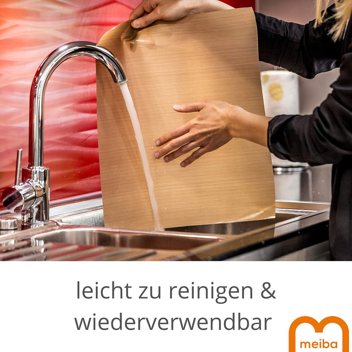 Dauerbackfolie für Backofen (8er Set) meiba, Backpapier wiederverwendbar, Backmatte rund, Dauerbackf